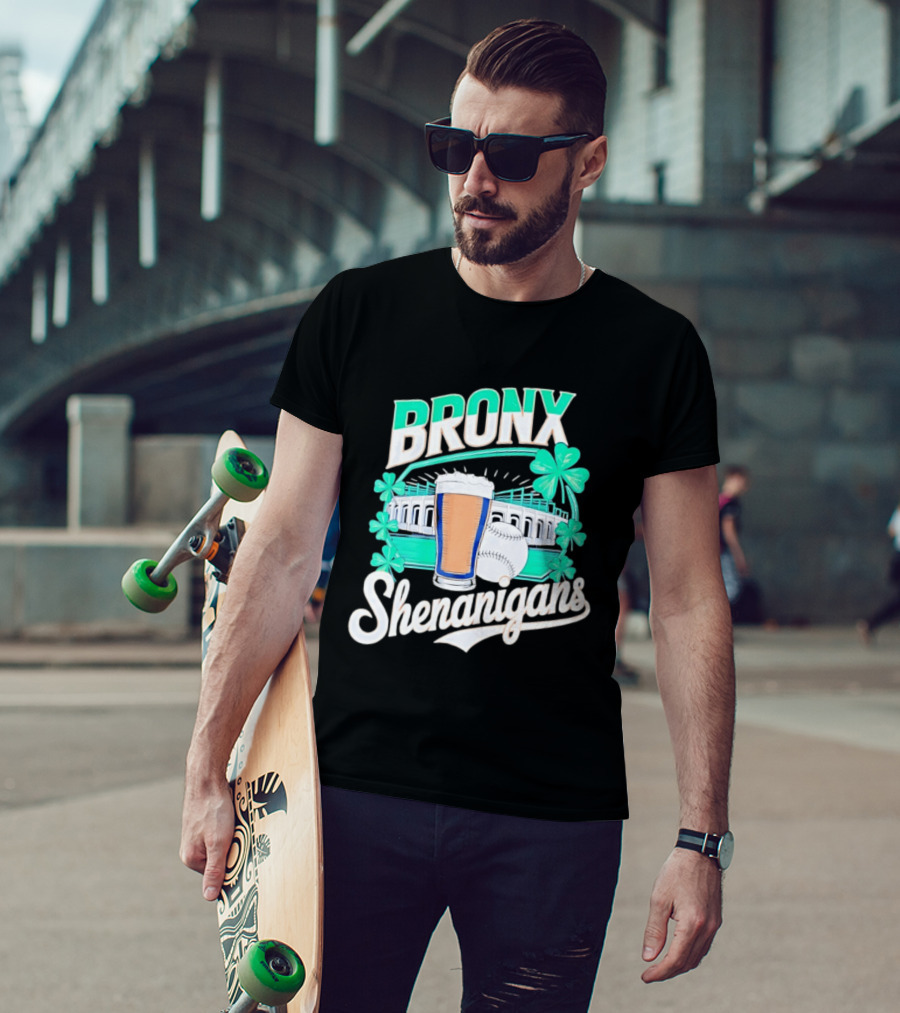 Bronx Shenanigans Beer Baseball Stadium Clover St Patricks Day 2026 T-Shirt