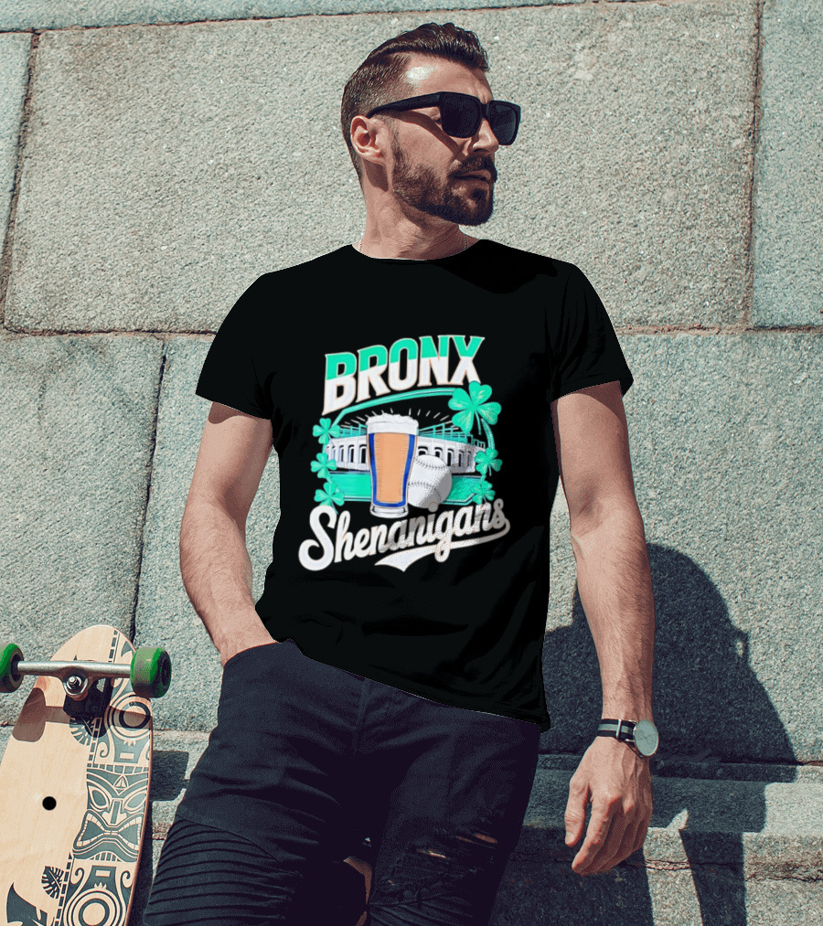 Bronx Shenanigans Beer Baseball Stadium Clover St Patricks Day 2026 T-Shirt