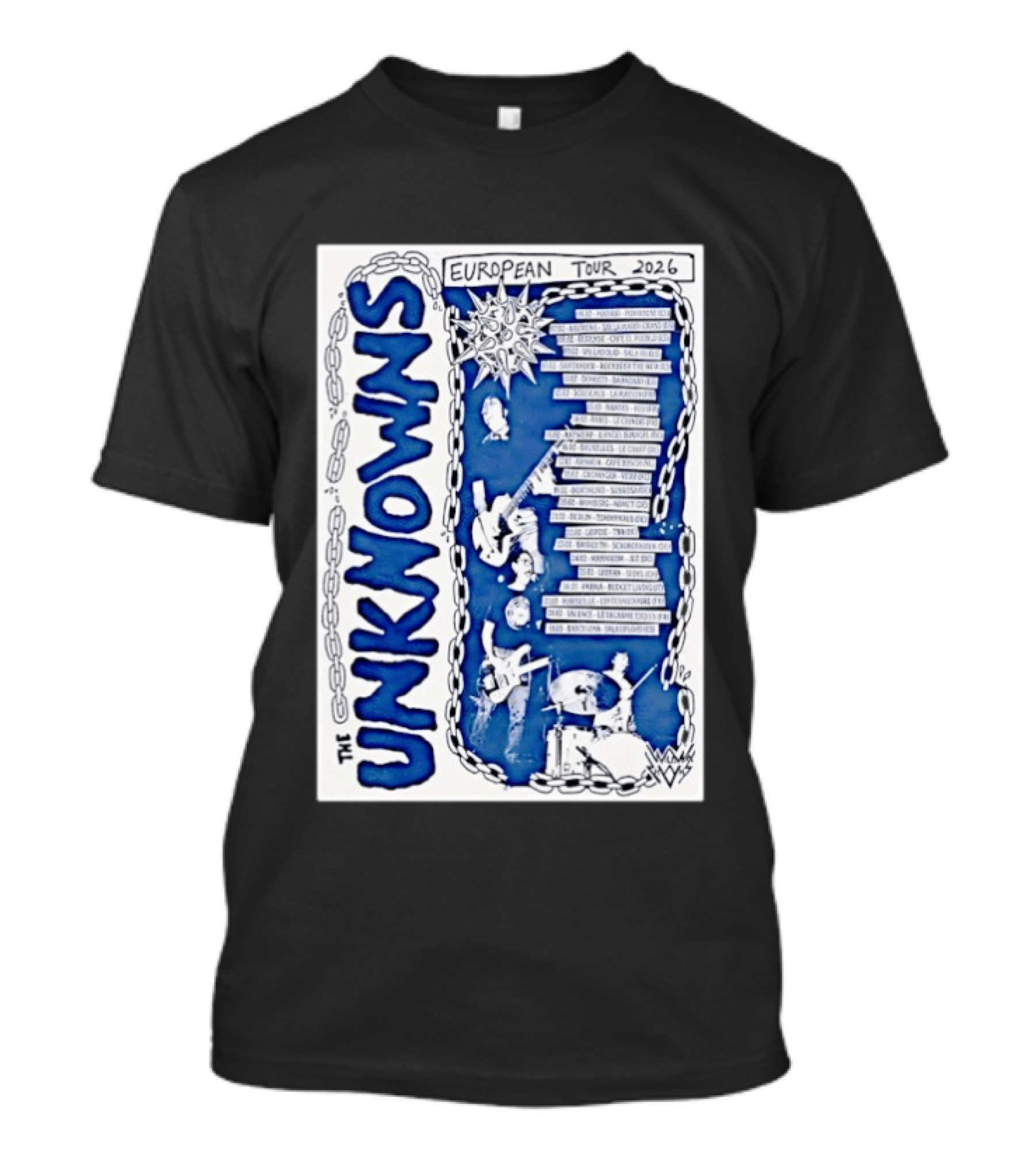 The Unknowns European Tour 2026 Concert Cities And Dates Music Tour T-Shirt