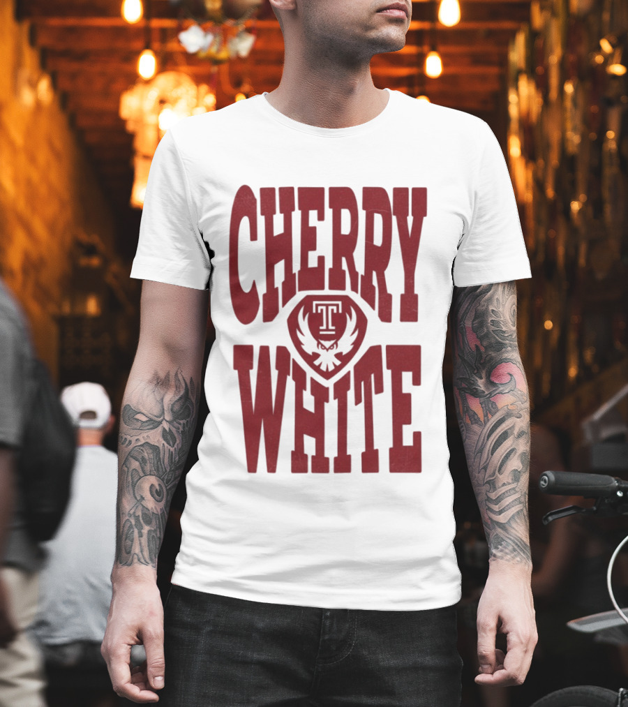 Temple Owls Cherry White T T-Shirt