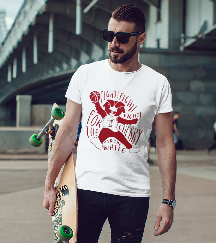 Temple Owls Mascot Fight For The Cherry And The White T-Shirt