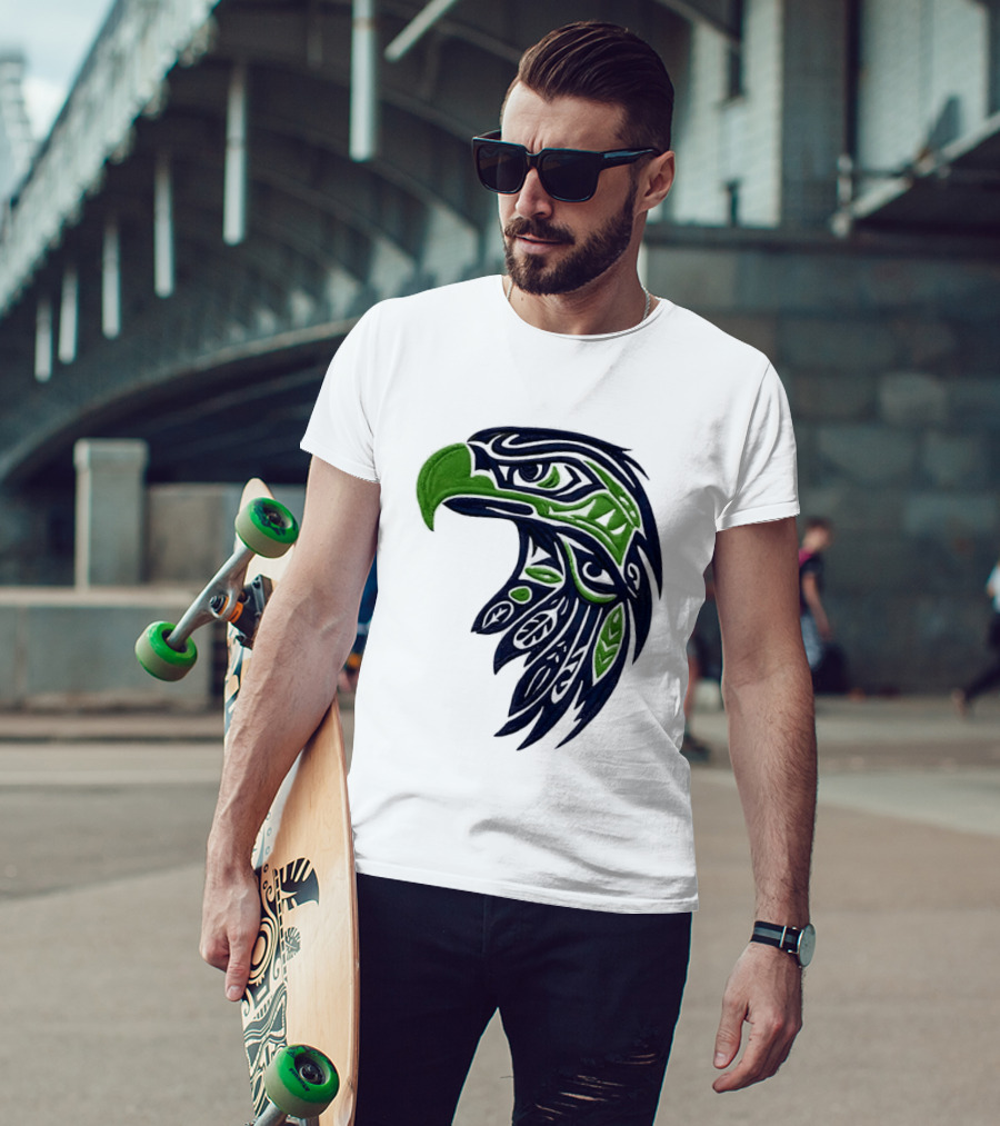 Seattle Seahawks Native American Tribal Art Eagle Head T-Shirt