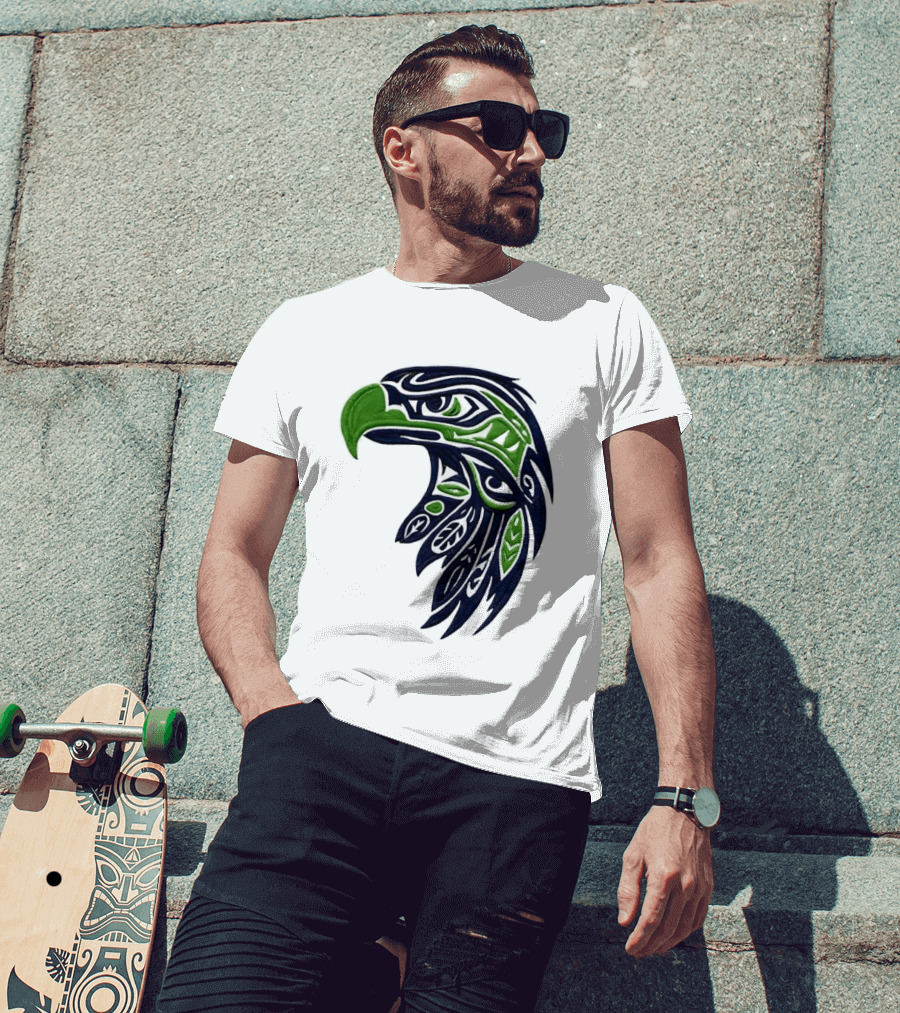 Seattle Seahawks Native American Tribal Art Eagle Head T-Shirt