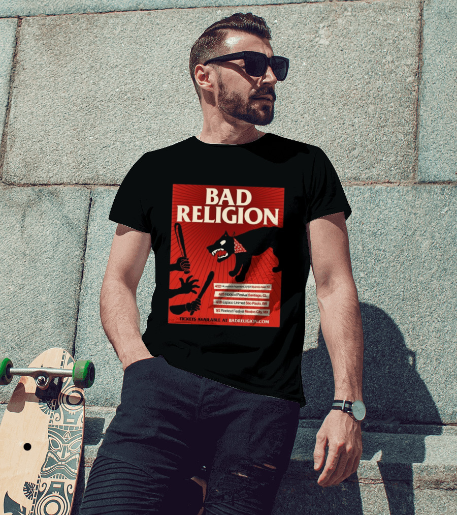 Bad Religion Tour 2026 Latin America Dates Buenos Aires Santiago São Paulo Mexico City T-Shirt