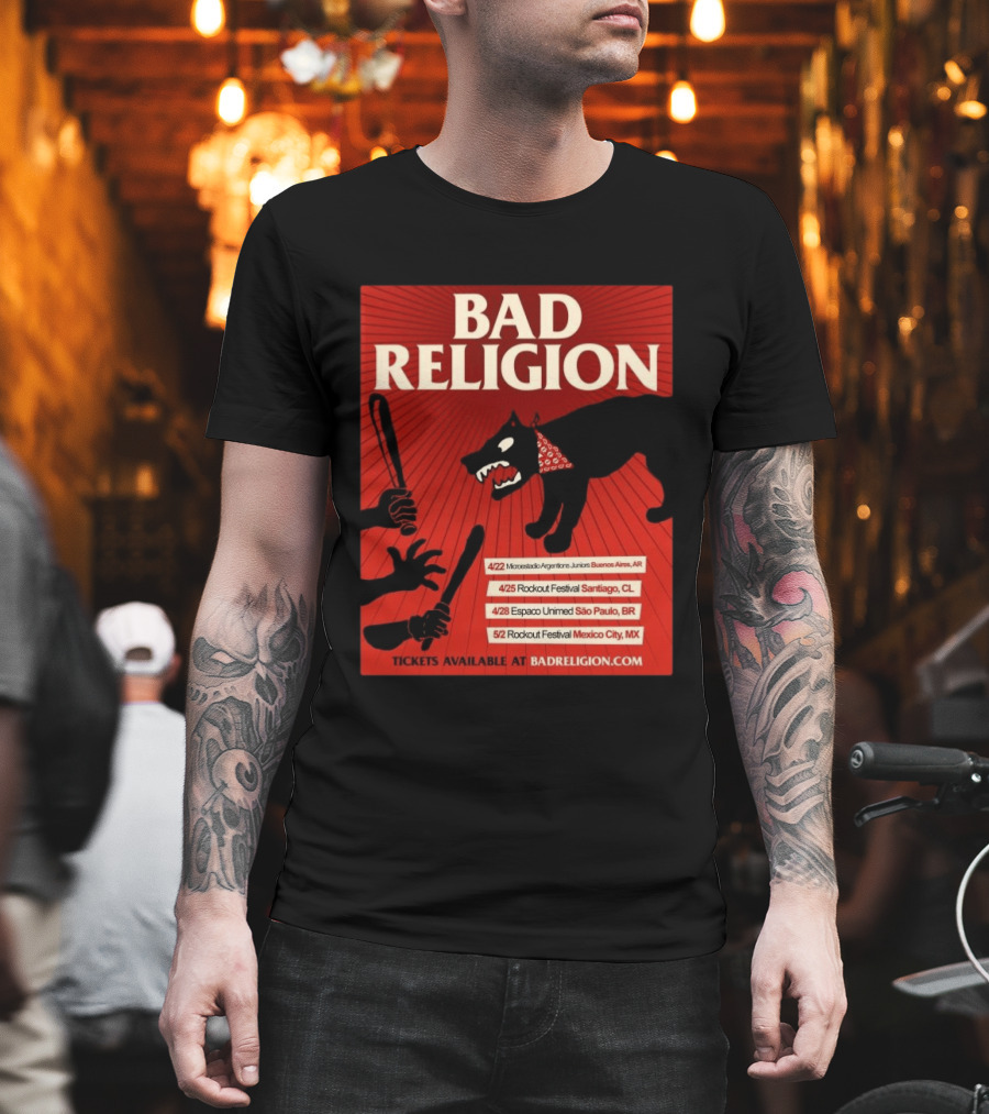 Bad Religion Tour 2026 Latin America Dates Buenos Aires Santiago São Paulo Mexico City T-Shirt