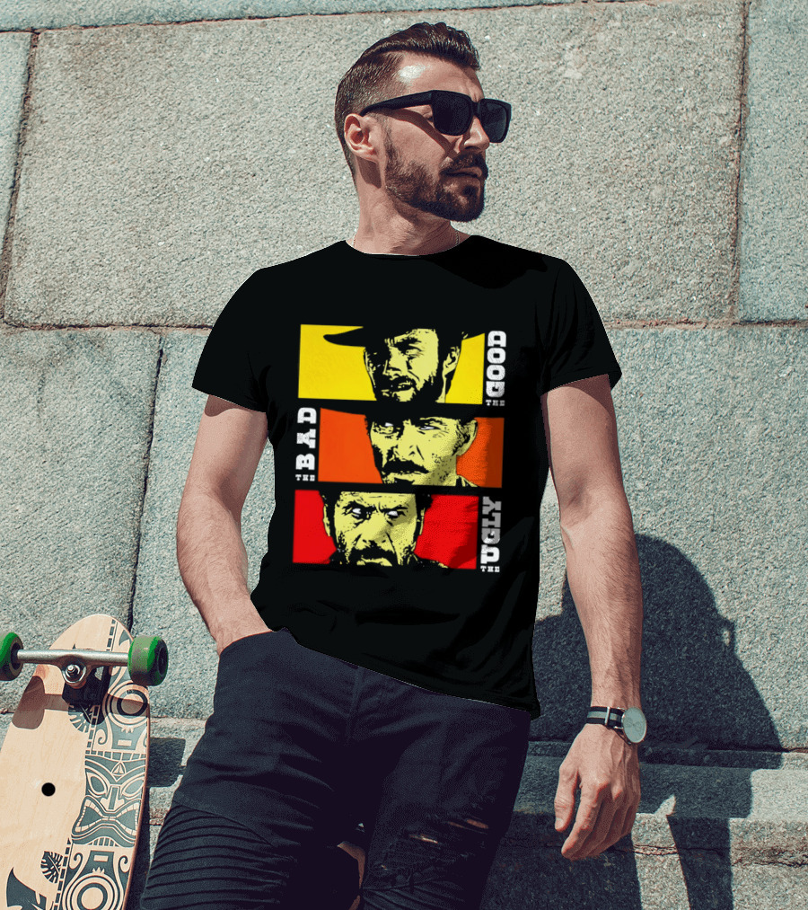 The Good The Bad The Ugly Cat Vertical Pop T-Shirt