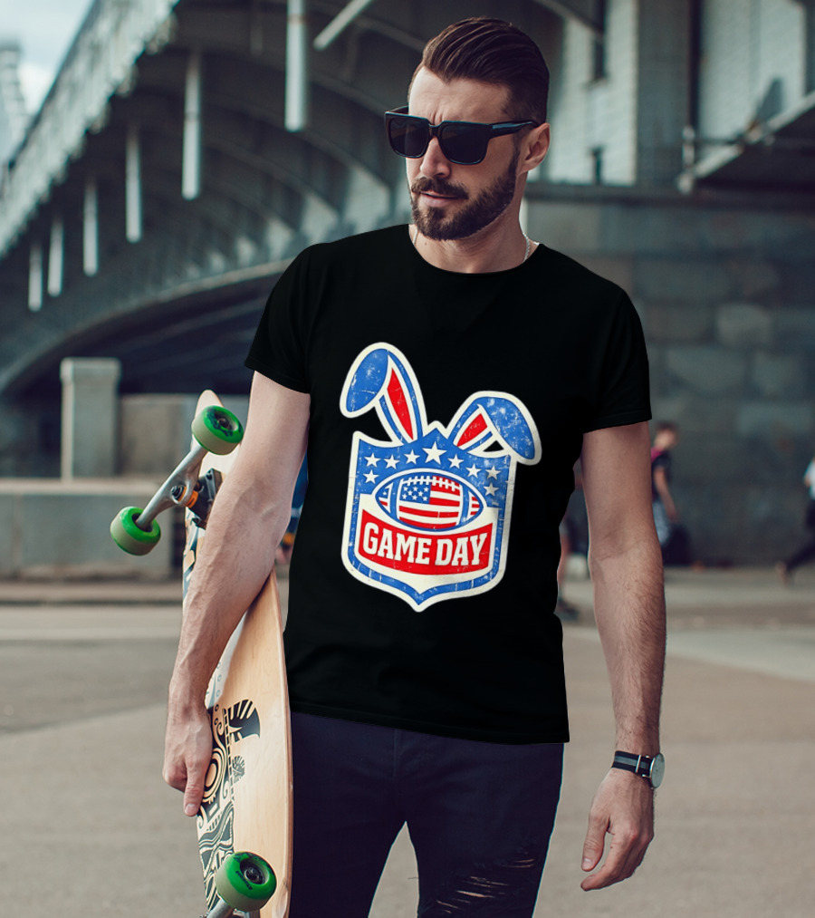 Easter Football Game Day American Bad Bunny Stars Stripes T-Shirt