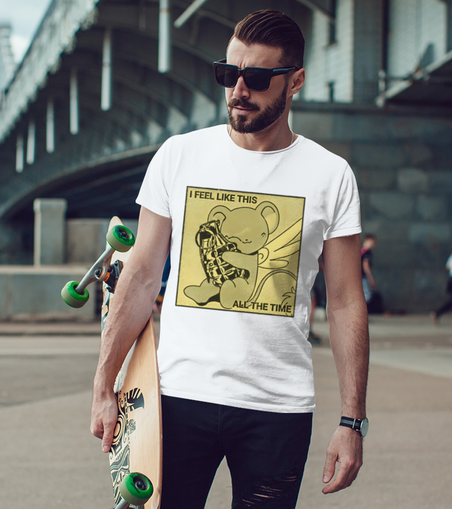I Feel Like This All The Time Cute Winged Bear Hugging Grenade T-Shirt