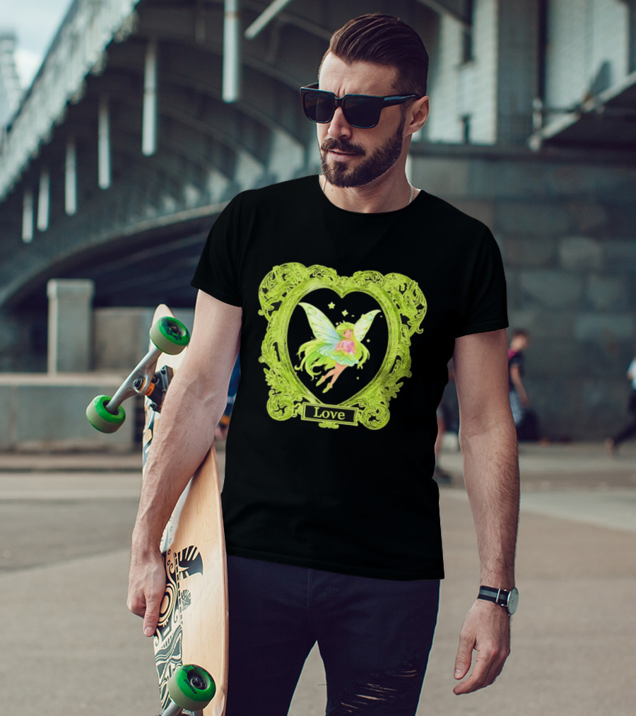 Love Angel Fairy In Ornate Heart Frame T-Shirt