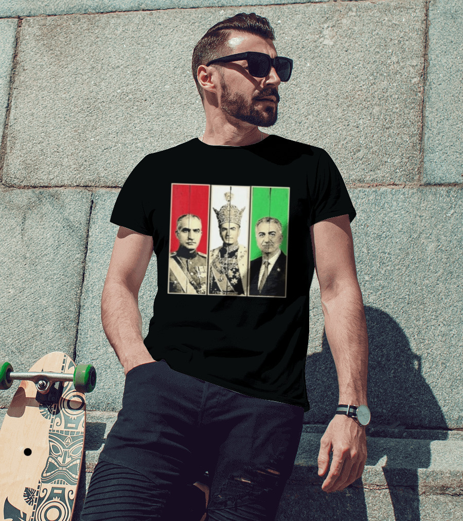 Pahlavi Dynasty Generations Reza Shah Mohammad Reza Iran Flag T-Shirt