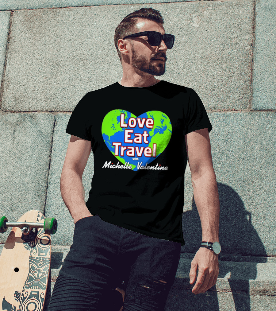 Love Eat Travel With Michelle Valentine Heart Map T-Shirt