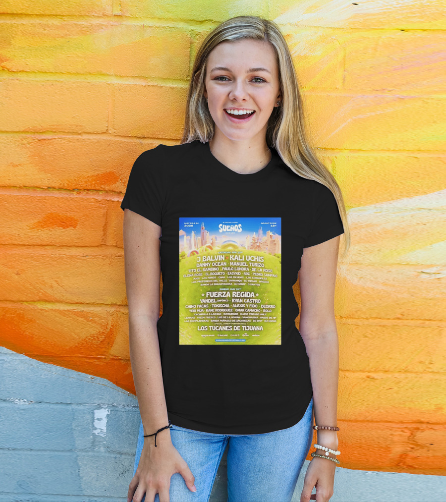 Suenos Chicago 2026 Festival Latino Full Lineup J Balvin Kali Uchis Fuerza Regida Grant Park May 23 24 T-Shirt