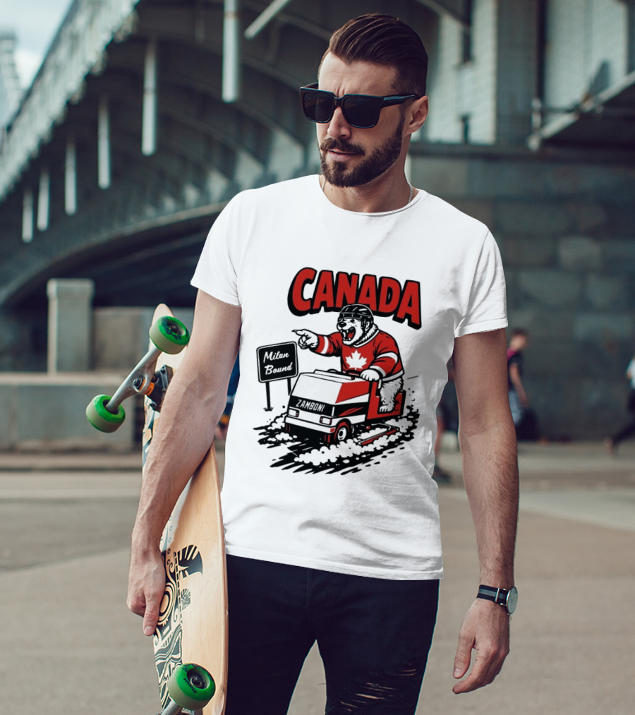 Canada Hockey Polar Bear Zamboni Milan Bound Winter Sports T-Shirt