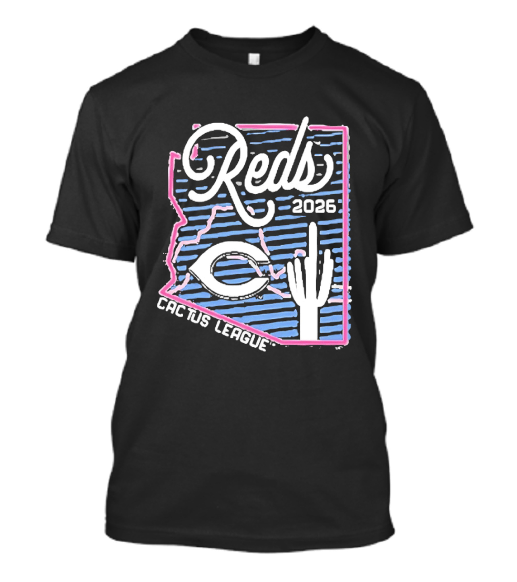 Cincinnati Reds 2026 Cactus League Spring Training Arizona Outline Saguaro Cactus T-Shirt