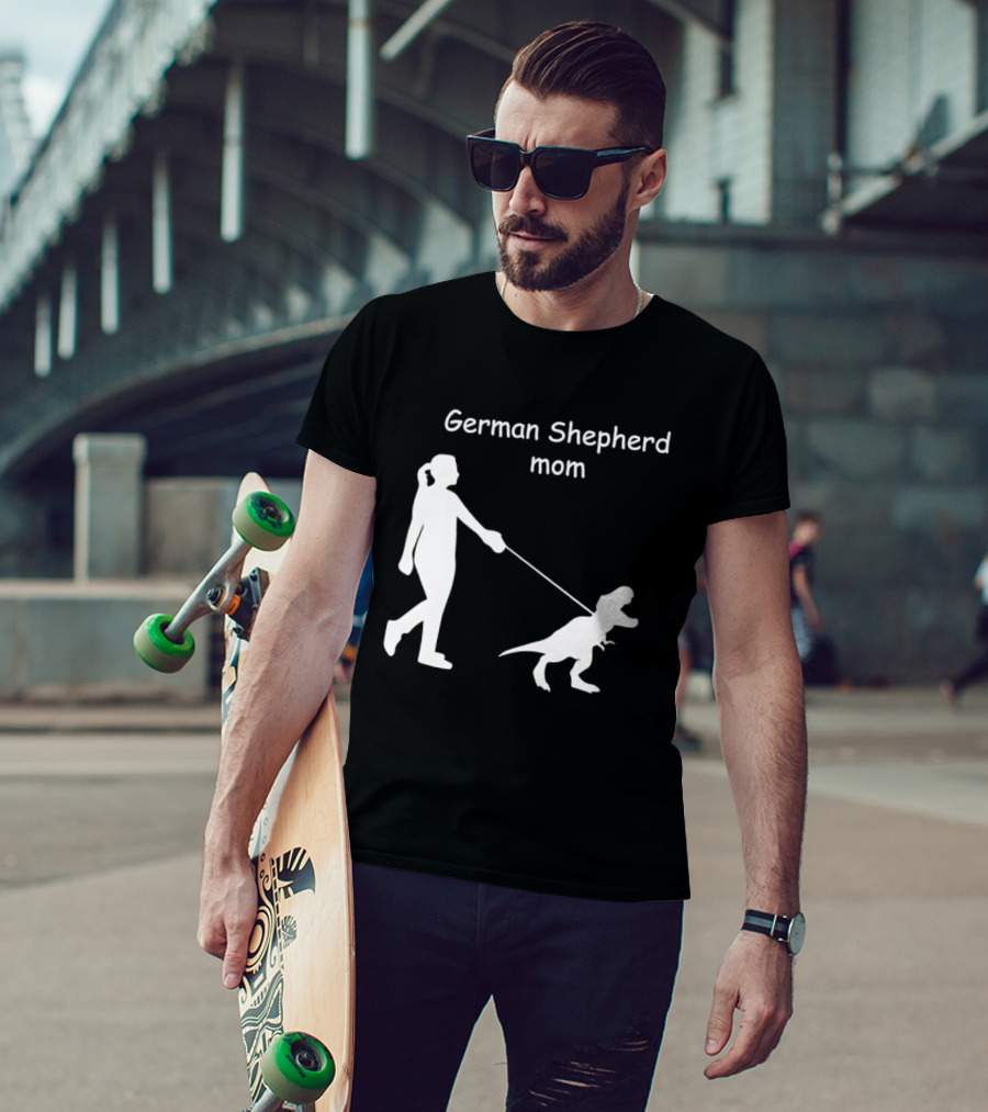 German Shepherd Mom Dinosaur Walking T-Shirt
