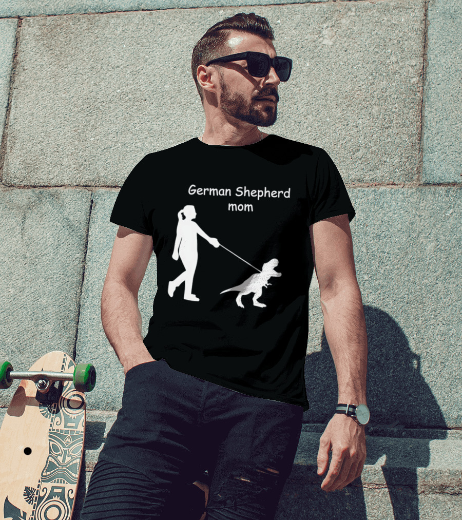German Shepherd Mom Dinosaur Walking T-Shirt
