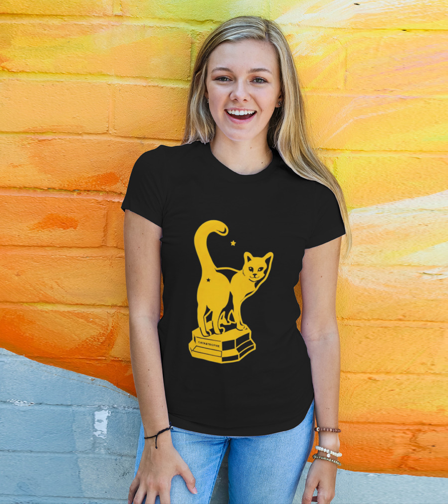 Catastrophe Cat Trophy Black Yellow Star Award T-Shirt