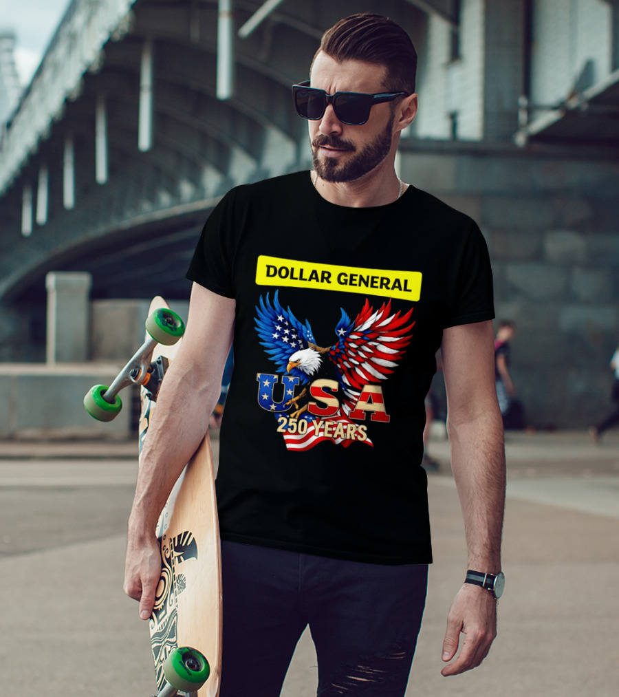 Dollar General Eagle USA 250 Years Of America Flag T-Shirt