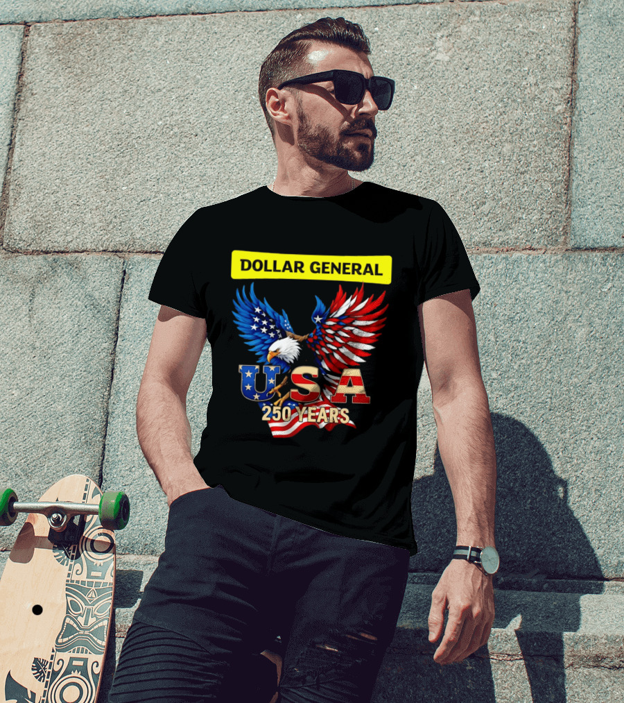 Dollar General Eagle USA 250 Years Of America Flag T-Shirt