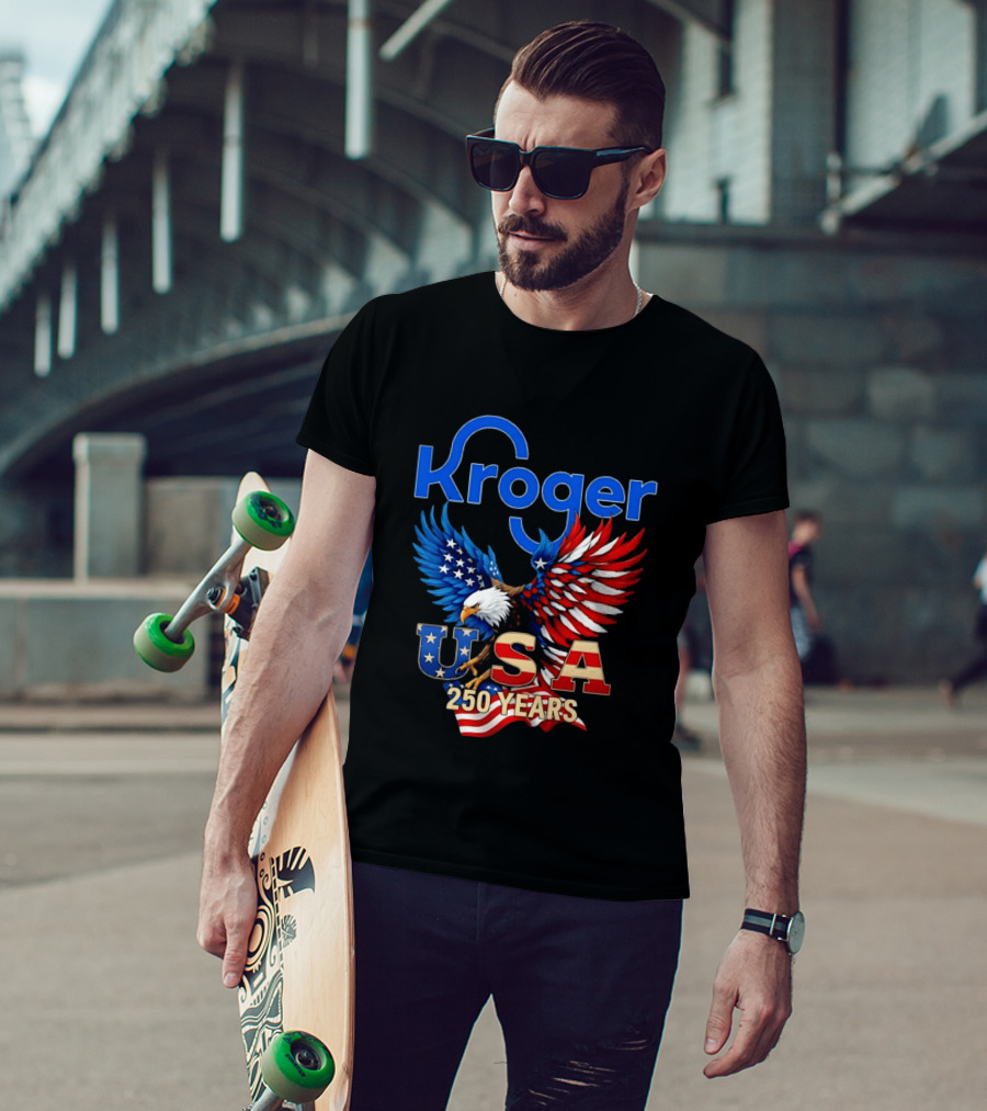 Kroger Eagle USA 250 Years American Flag T-Shirt