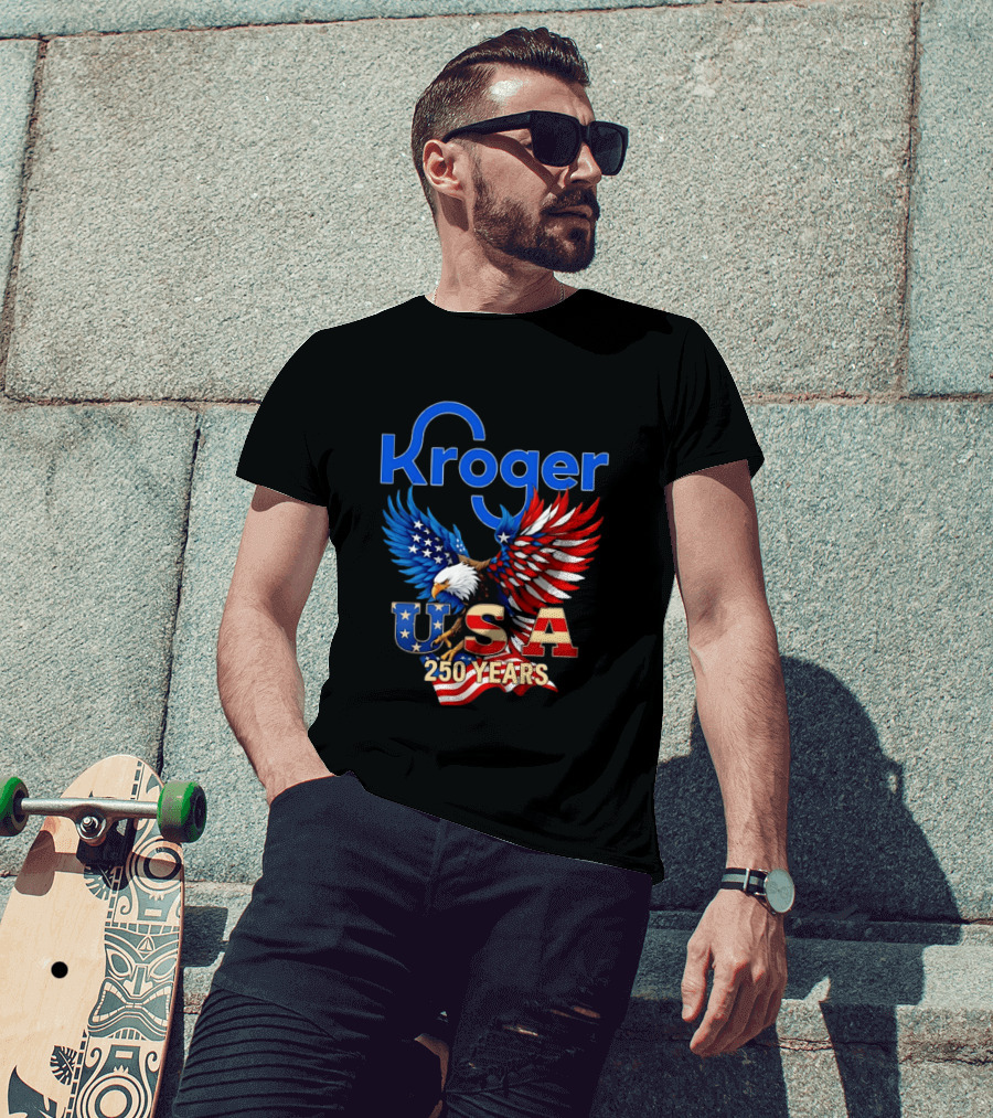 Kroger Eagle USA 250 Years American Flag T-Shirt