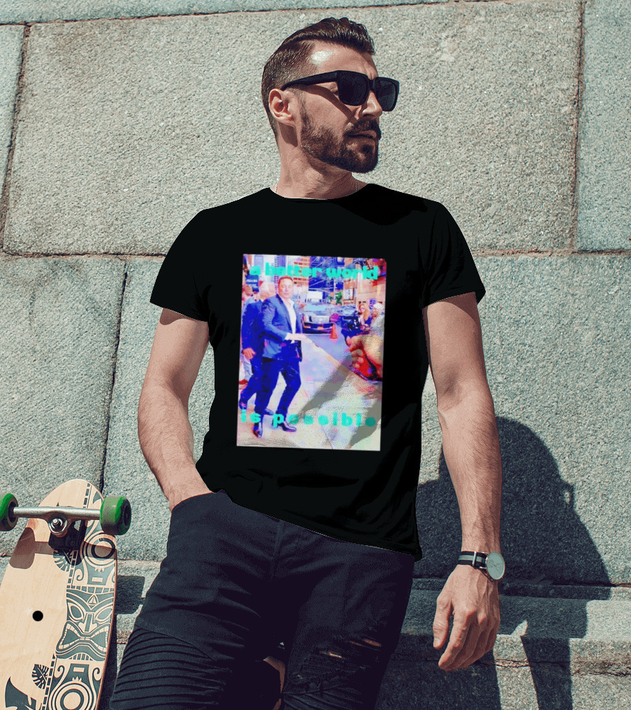 Elon Musk A Better World Is Possible Urban Street Scene T-Shirt