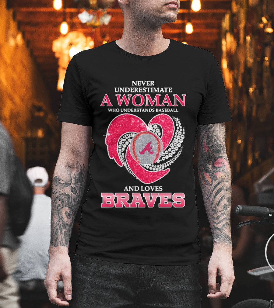 Never Underestimate A Woman Who Understands Baseball And Loves Braves T-Shirt