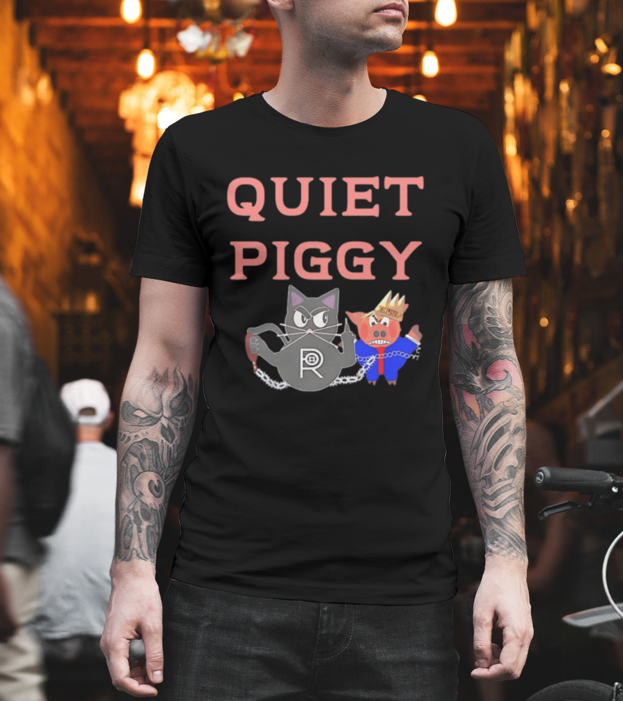 Quiet Piggy Cat Icon with Crowned Pig T-Shirt