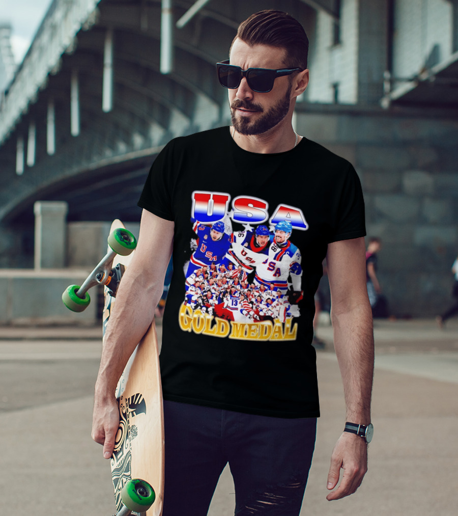 USA Gold Medal Team Vintage Bootleg Throwback T-Shirt