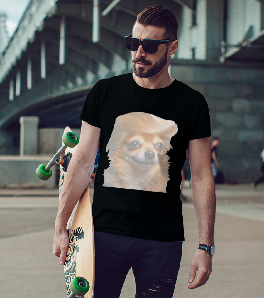 Trump Dog Meme Chihuahua With Hair Wig T-Shirt
