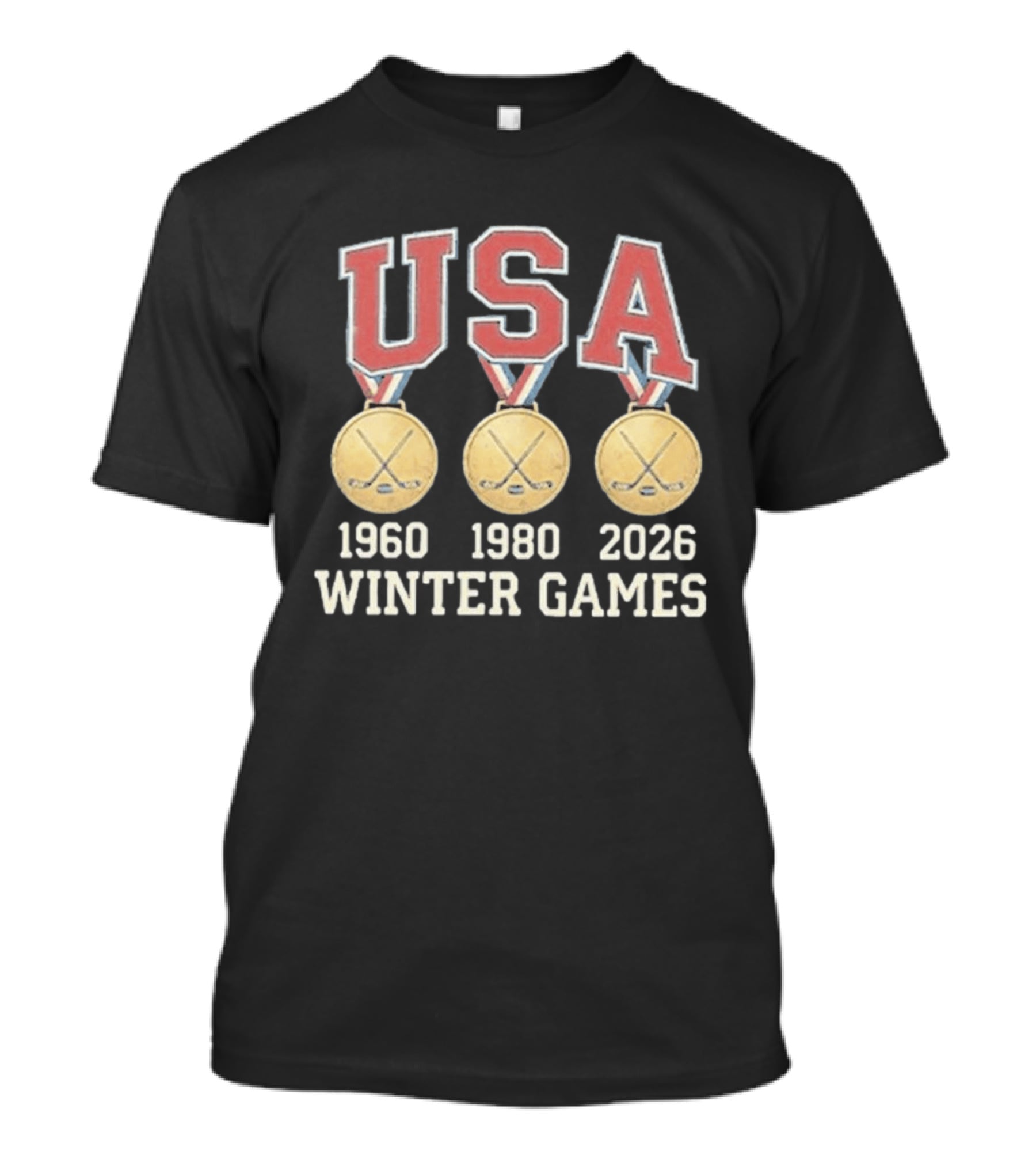 USA Hockey Winter Games Gold Medals 1960 1980 2026 T-Shirt