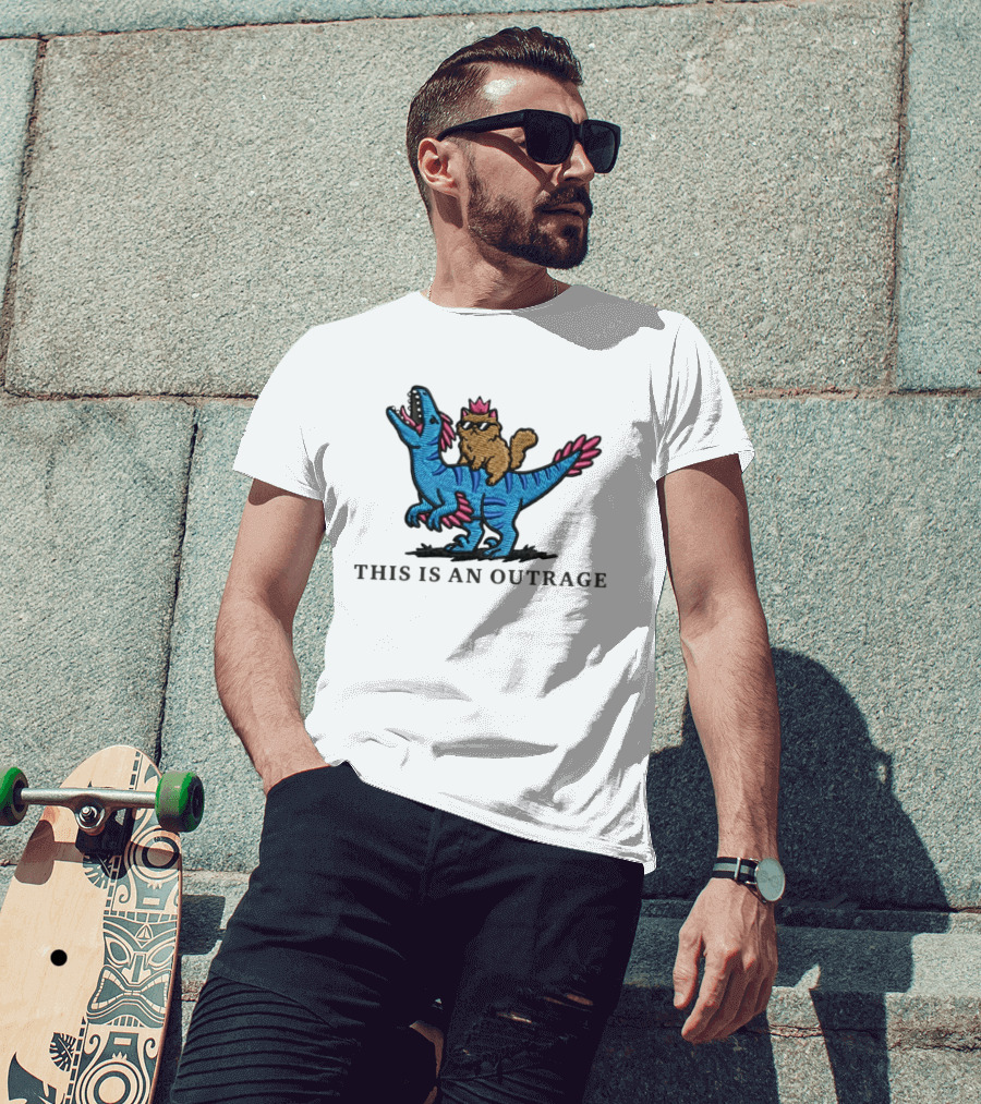 Cat Lover Embroidered Princess Donut And Mongo Dinosaur Outrage T-Shirt