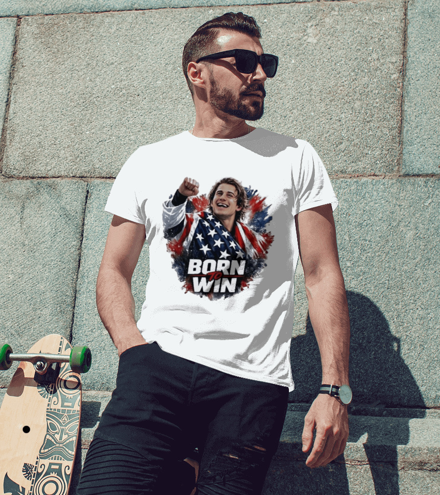 Born To Win Jack Hughes Team USA Hockey Victory T-Shirt