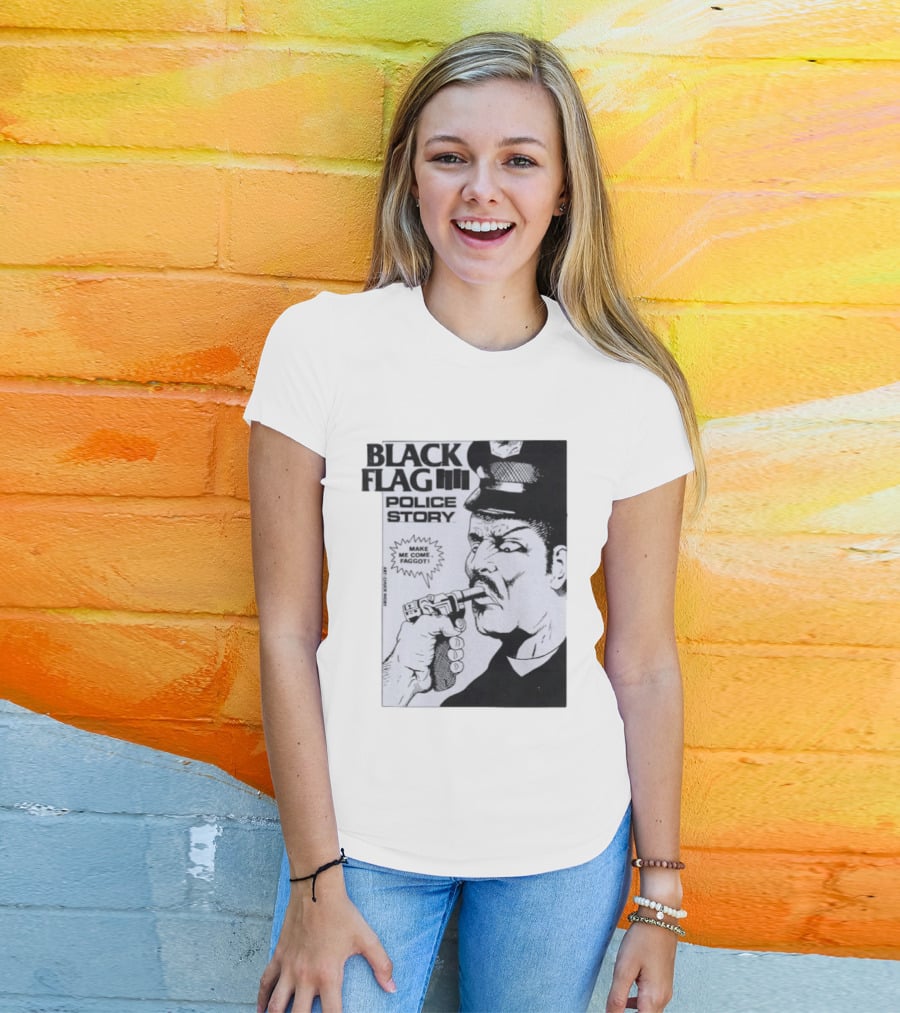 Black Flag Police Story Make Me Come OKC's Finest Raymond Pettibon Two Eagles Keepsake T-Shirt