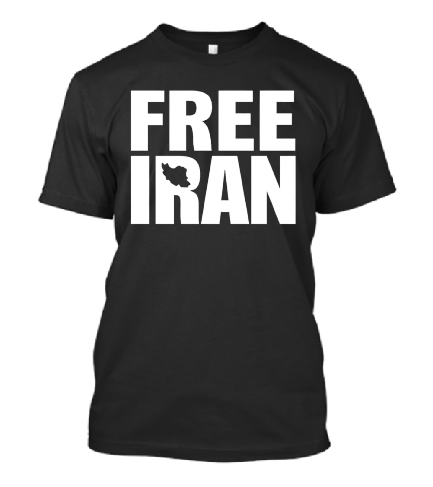 Free Iran Text With Map Inside Minimalist Solidarity Message T-Shirt