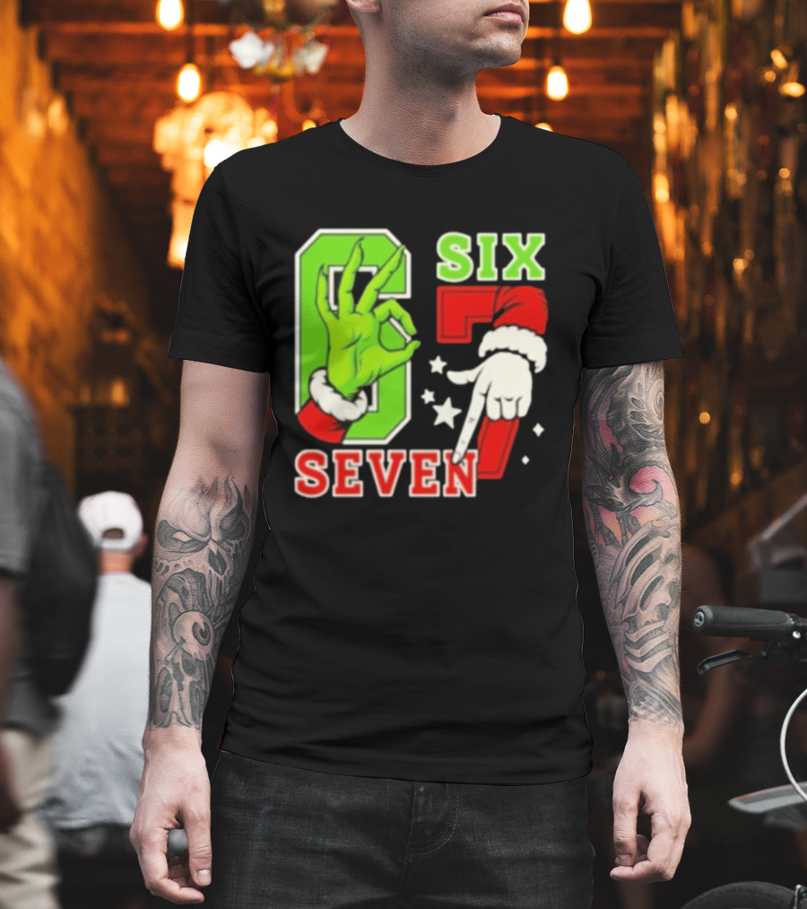 Grinch Santa 67 Six Seven Christmas TikTok Trending T-Shirt