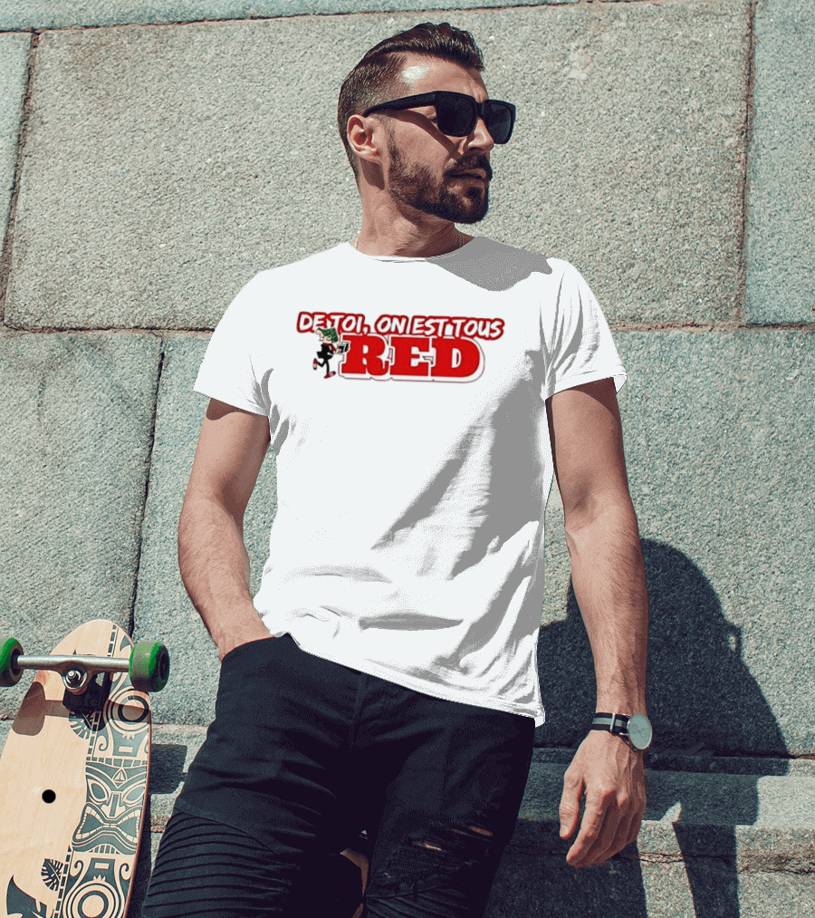 De Toi On Est Tous Red Baseball T-Shirt
