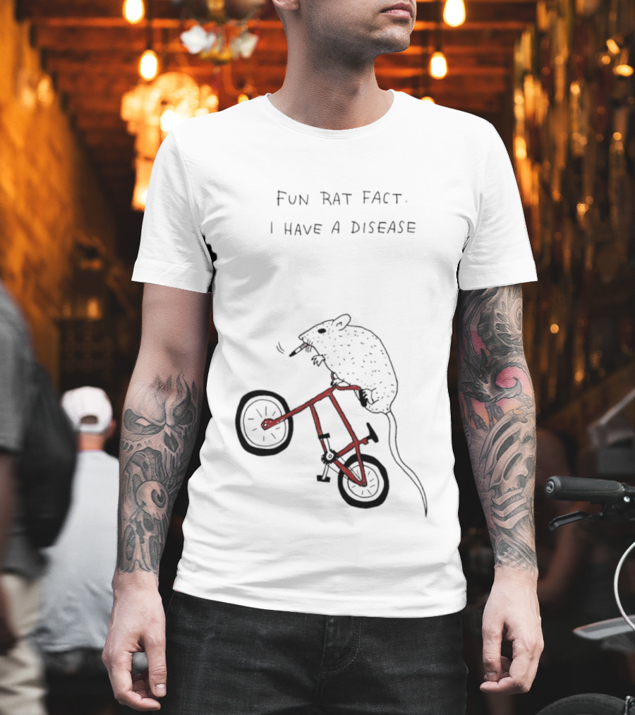 Fun Rat Fact I Have a Disease Rat on Bicycle T-Shirt