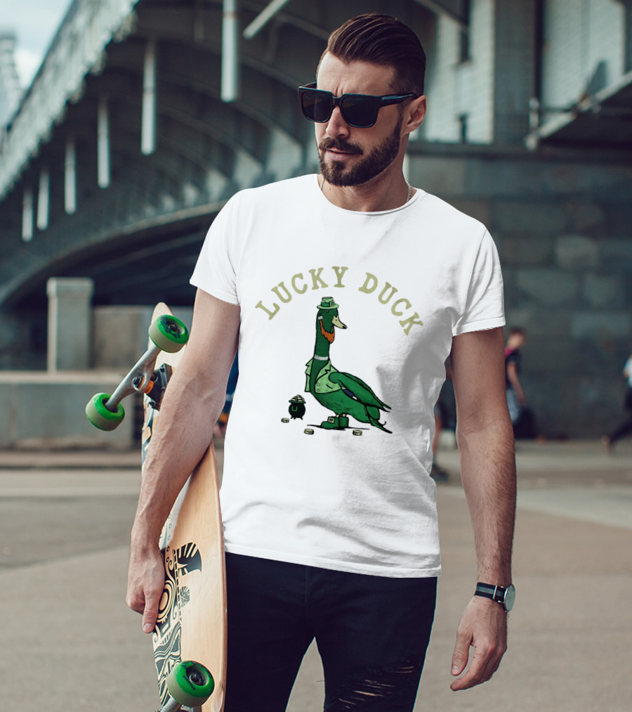 Lucky Duck St Patrick's Day Leprechaun Hat With Irish Coins T-Shirt