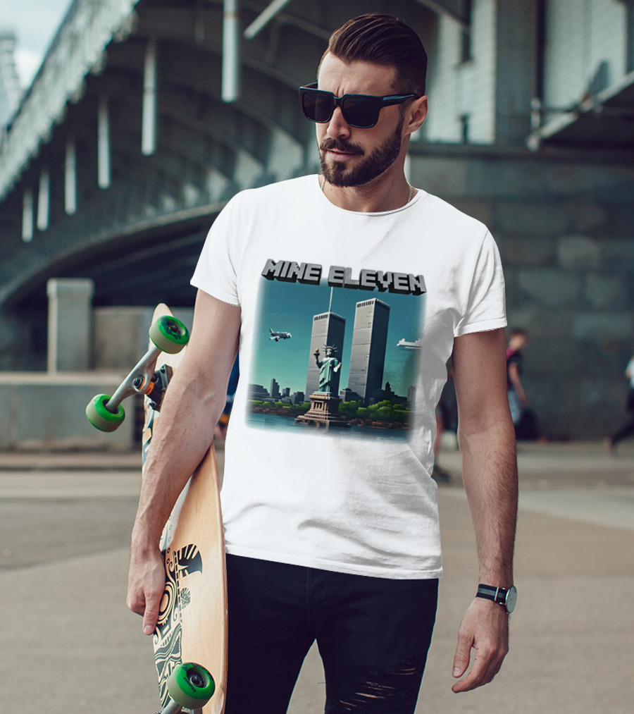 Mine Eleven Liberty Towers Tribute With Statue Of Liberty And Plane T-Shirt