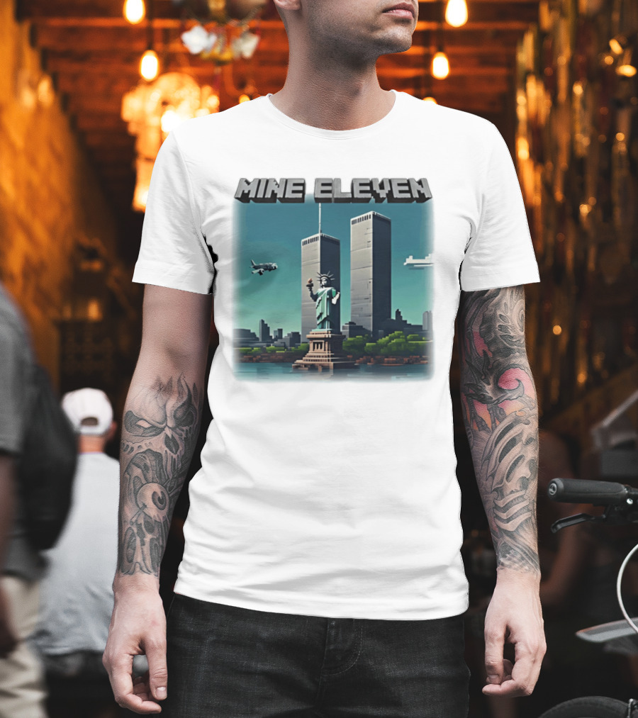Mine Eleven Liberty Towers Tribute with Statue of Liberty and Plane T-Shirt
