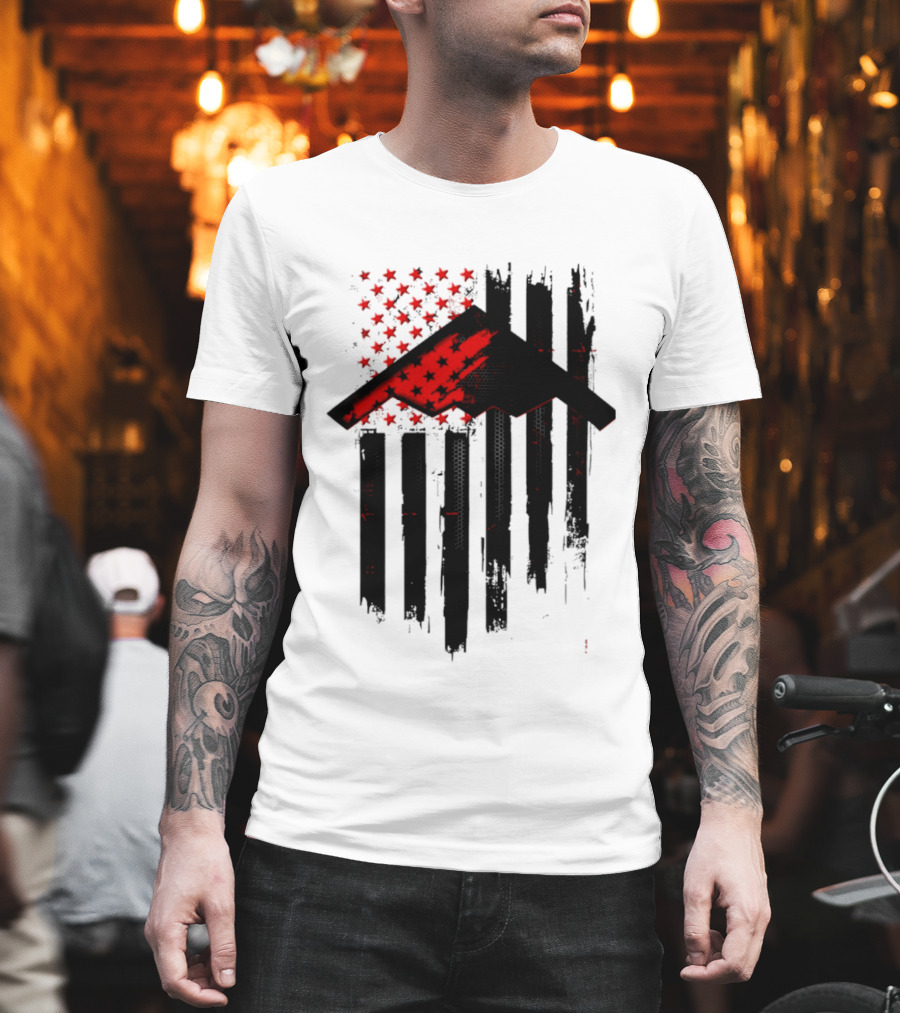 Sprit Carbon Onyx USA Flag Black Red Stars and Stripes T-Shirt
