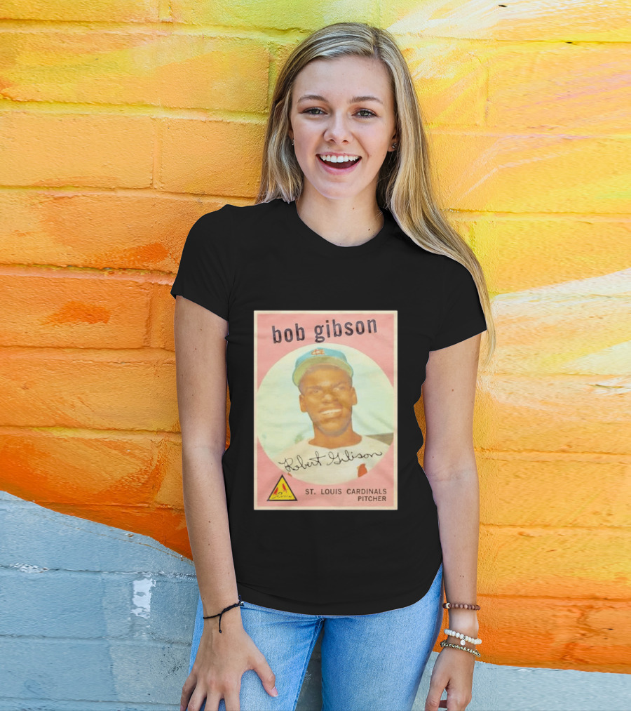 Bob Gibson 1959 St. Louis Cardinals Pitcher Vintage Topps Baseball Card T-Shirt