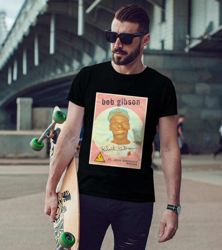 Bob Gibson 1959 St. Louis Cardinals Pitcher Vintage Topps Baseball Card T-Shirt