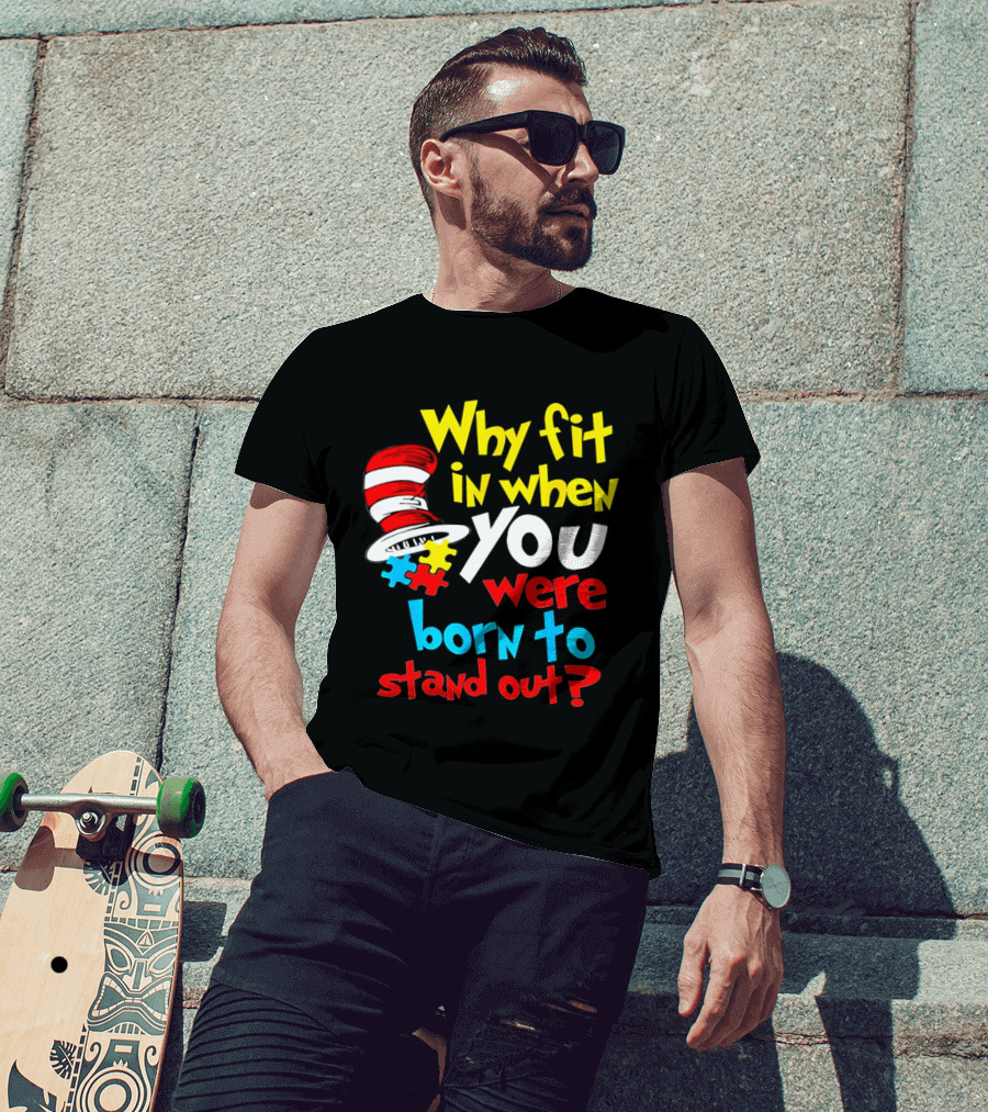 Dr Seuss Why Fit In When You Were Born To Stand Out Puzzle Hat T-Shirt