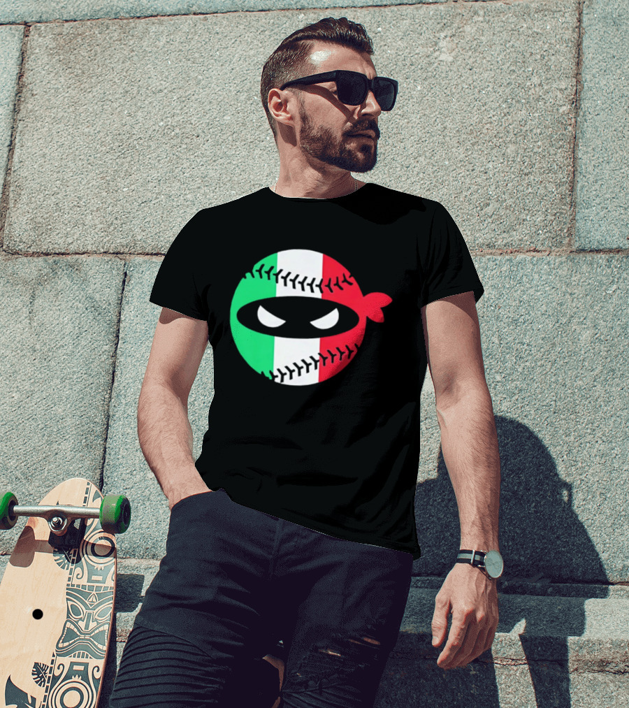 Pitching Ninja Italy Baseball Italian Flag Sports Fan Элита T-Shirt