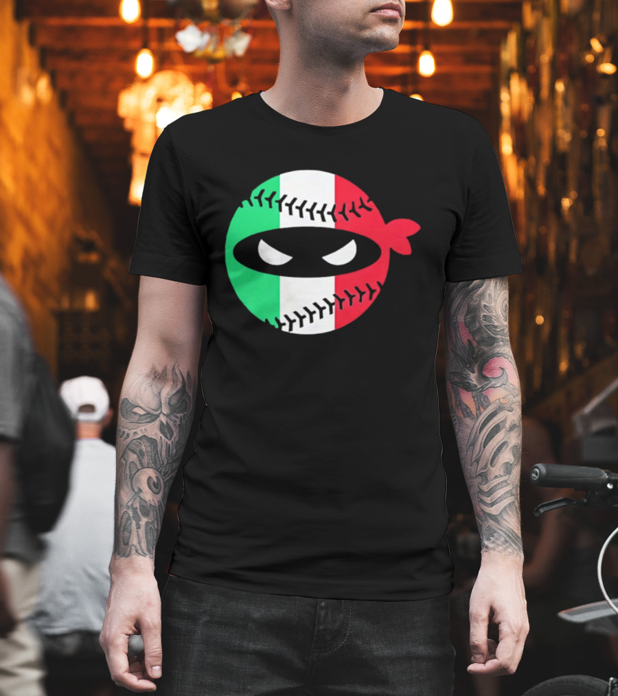 Pitching Ninja Italy Baseball Italian Flag Sports Fan Элита T-Shirt