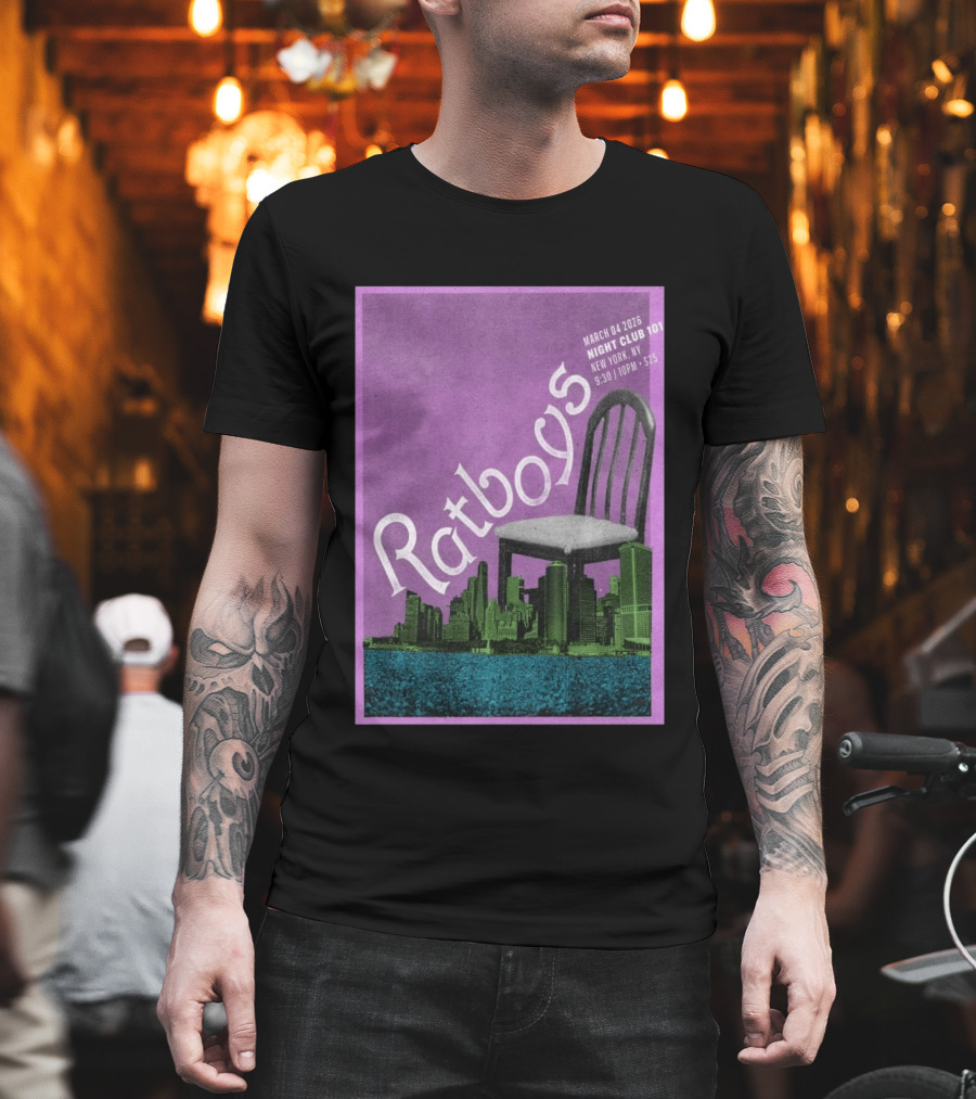 Ratboys March 4 2026 Night Club 101 New York NY Concert Event Chair Cityscape T-Shirt