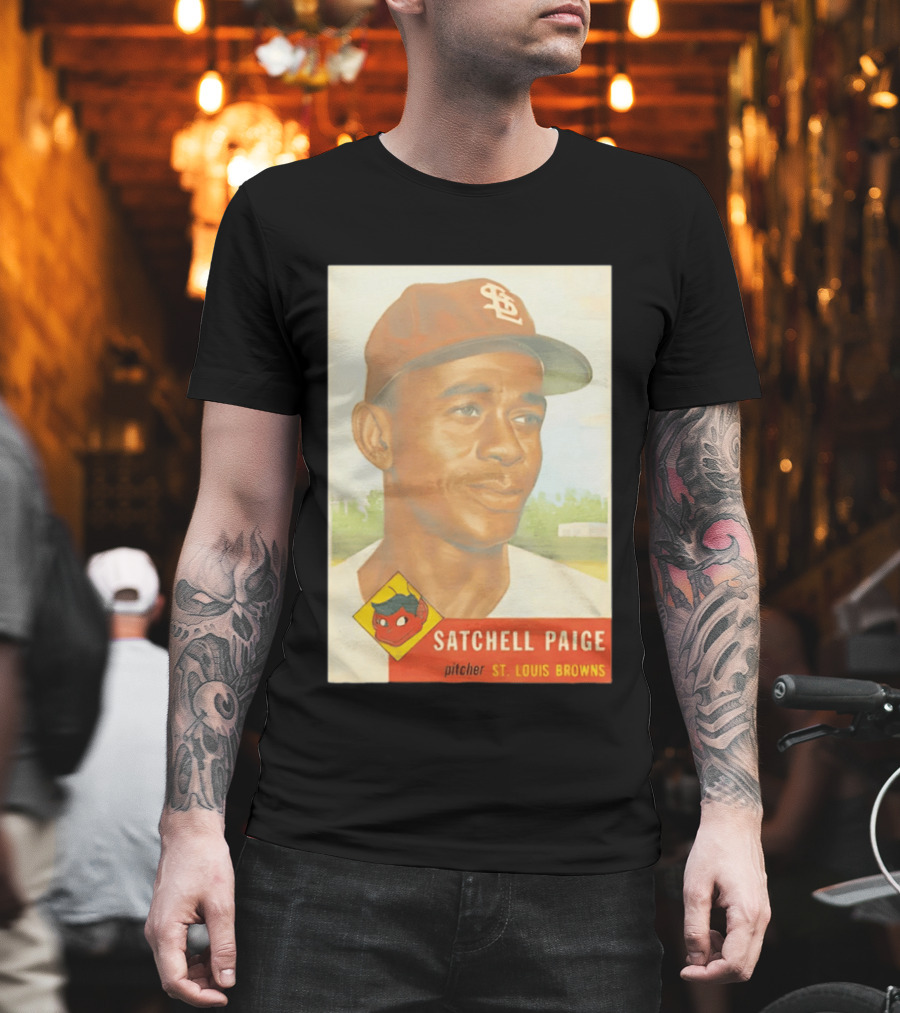 Satchell Paige 1953 Topps St. Louis Browns Pitcher Baseball Card T-Shirt