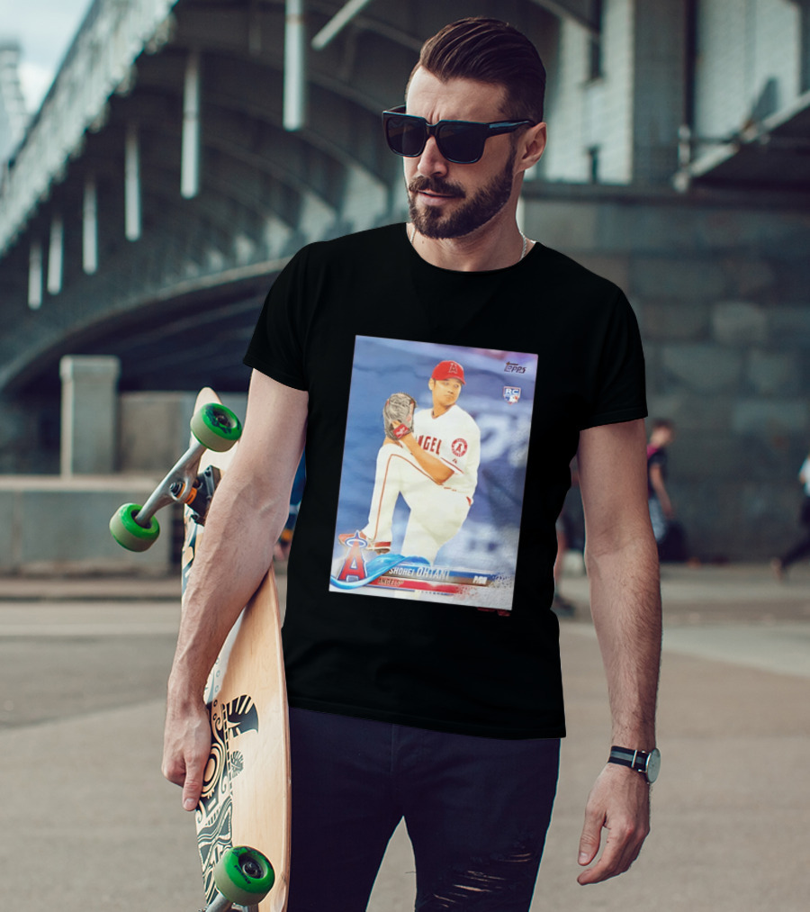 Shohei Ohtani Angels 2018 Topps Baseball Card RC Rookie PDI T-Shirt